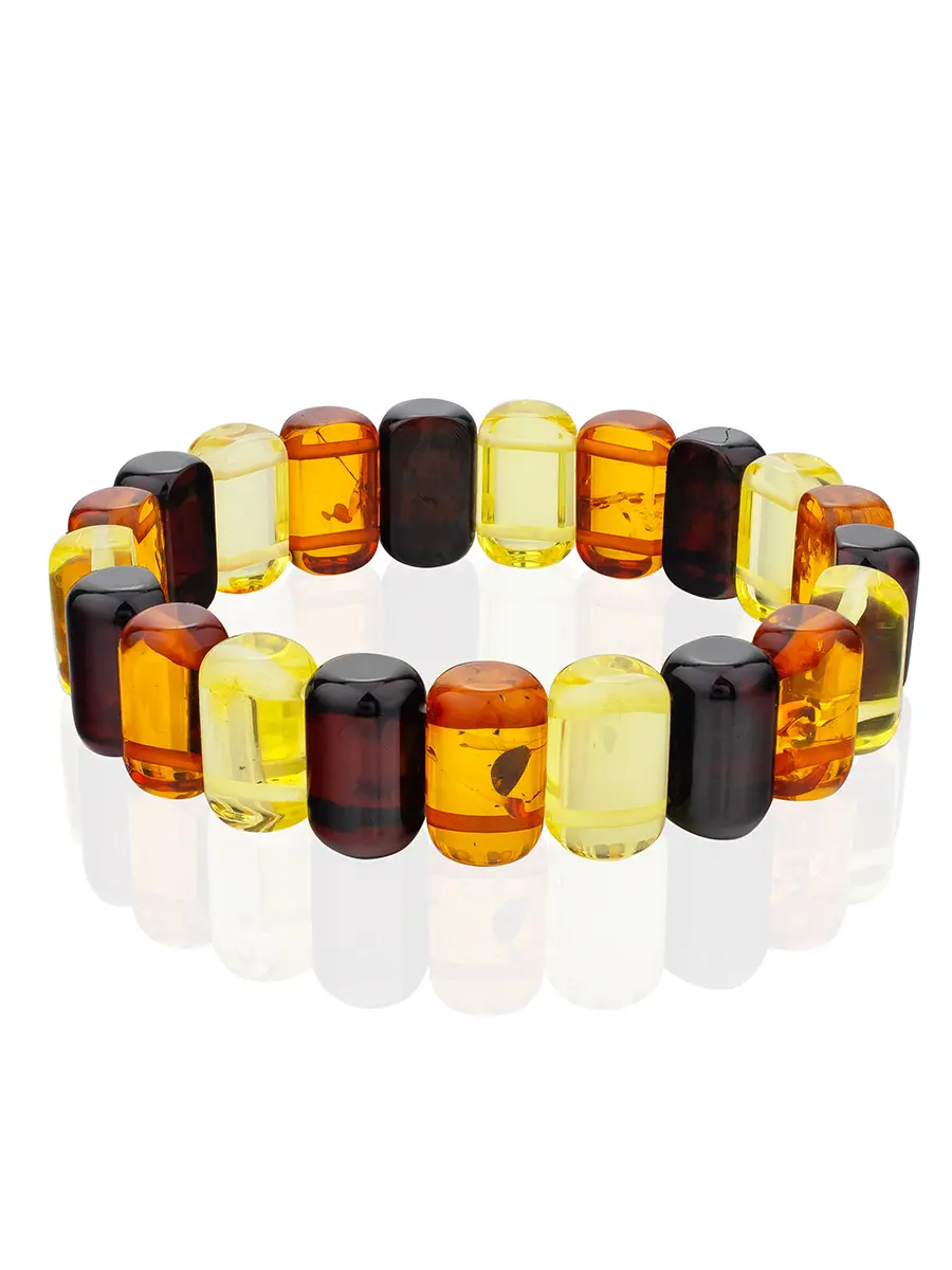 картинка Яркий оригинальный браслет «Бочонки разноцветные» из натурального янтаря в онлайн магазине