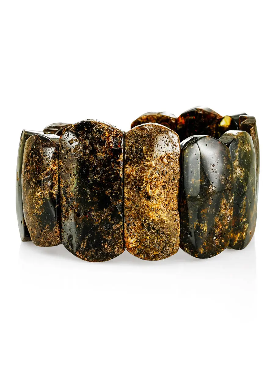 картинка Эффектный объёмный браслет для женщин и мужчин из янтаря «Помпеи» в онлайн магазине