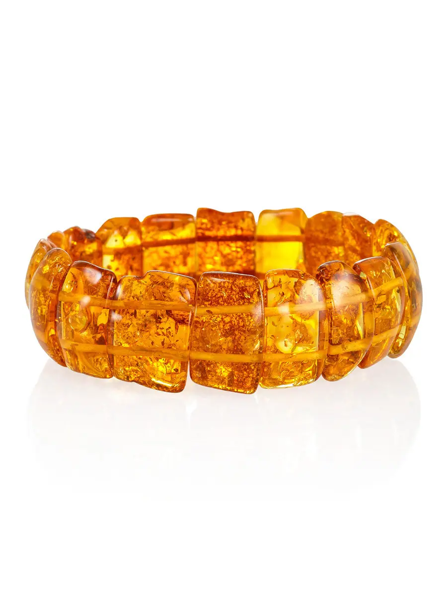 картинка Браслет из натурального цельного янтаря золотисто-лимонного цвета «Помпеи» в онлайн магазине
