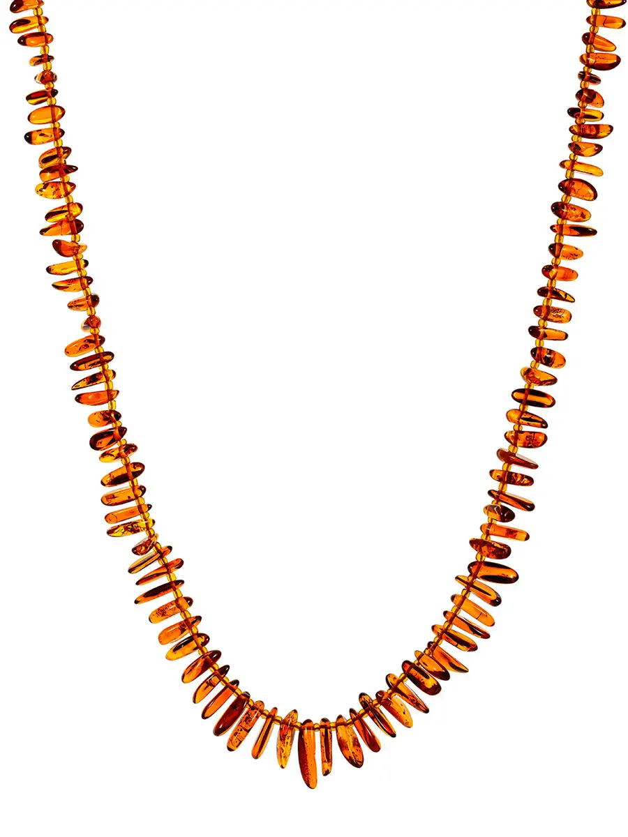 картинка Яркие бусы из натурального балтийского янтаря «Облепиха коньячная» в онлайн магазине