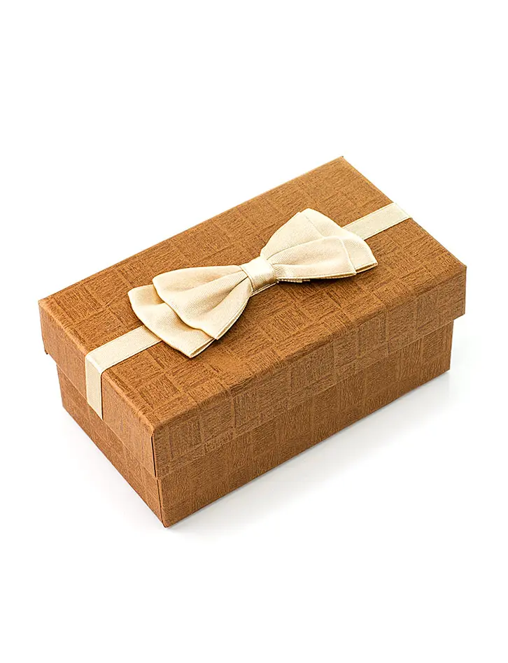 картинка Подарочная коробка с шёлковым бантом 120х65х50 мм шоколад/беж в онлайн магазине