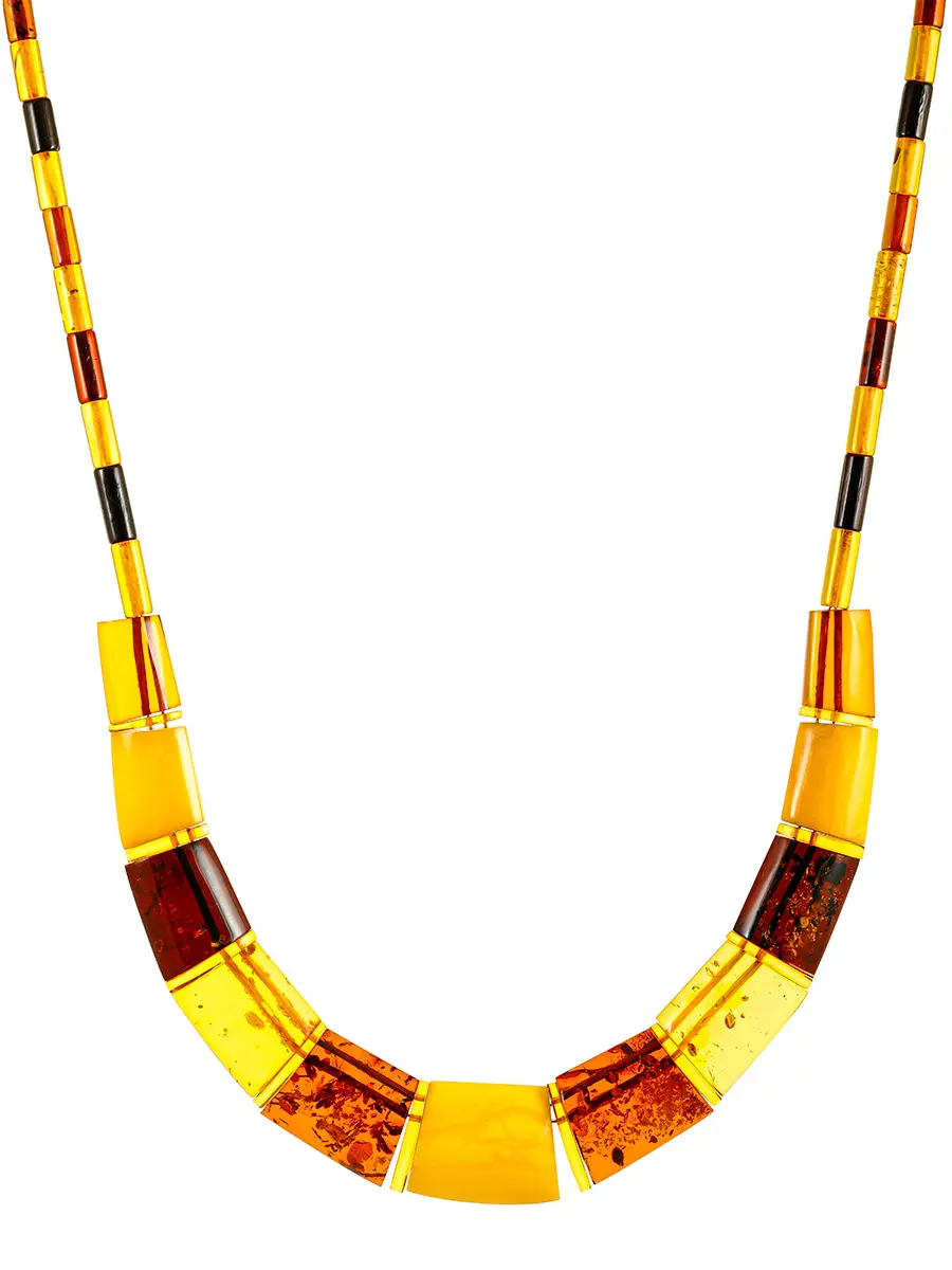 картинка Плоское колье «Египет» из натурального балтийского янтаря разных оттенков в онлайн магазине