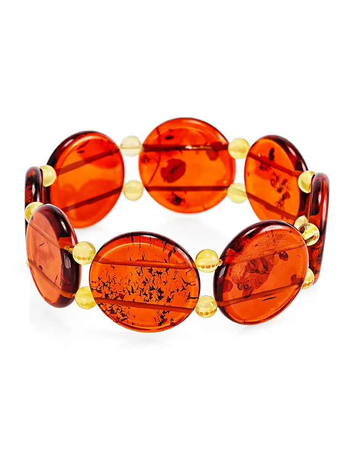 картинка Стильный браслет из натурального балтийского янтаря двух цветов в онлайн магазине
