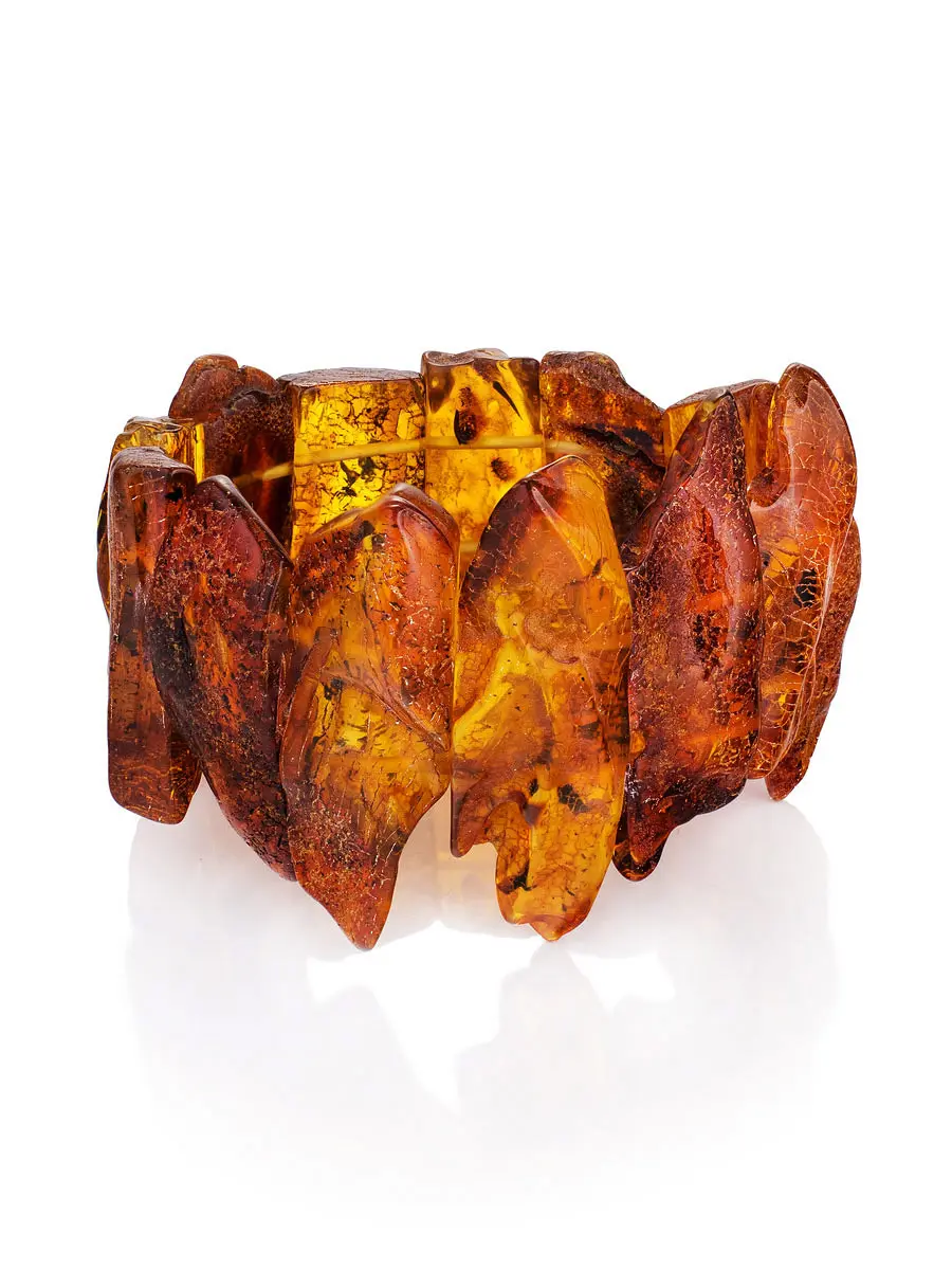 картинка Красивый браслет из натурального цельного янтаря «Помпеи» в онлайн магазине