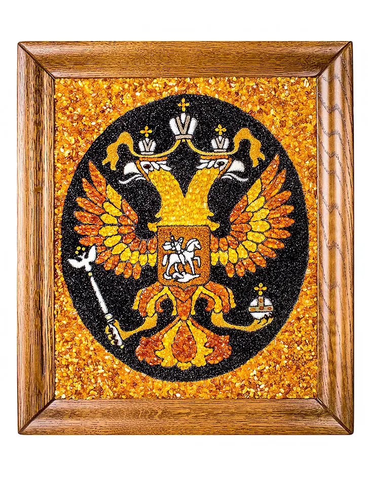 картинка Герб Российской Федерации, созданный из натурального янтаря в онлайн магазине