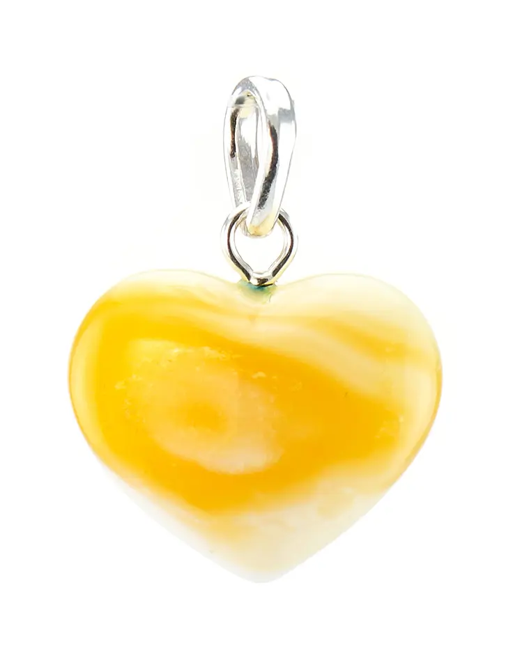 картинка Подвеска в форме сердца из цельного натурального янтаря с уникальной двусторонней расцветкой в онлайн магазине