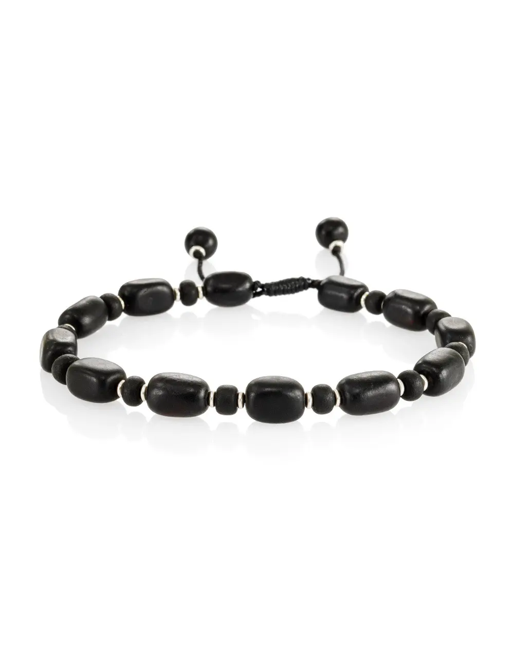 картинка Аккуратный браслет из натурального чёрного янтаря «Куба» в онлайн магазине