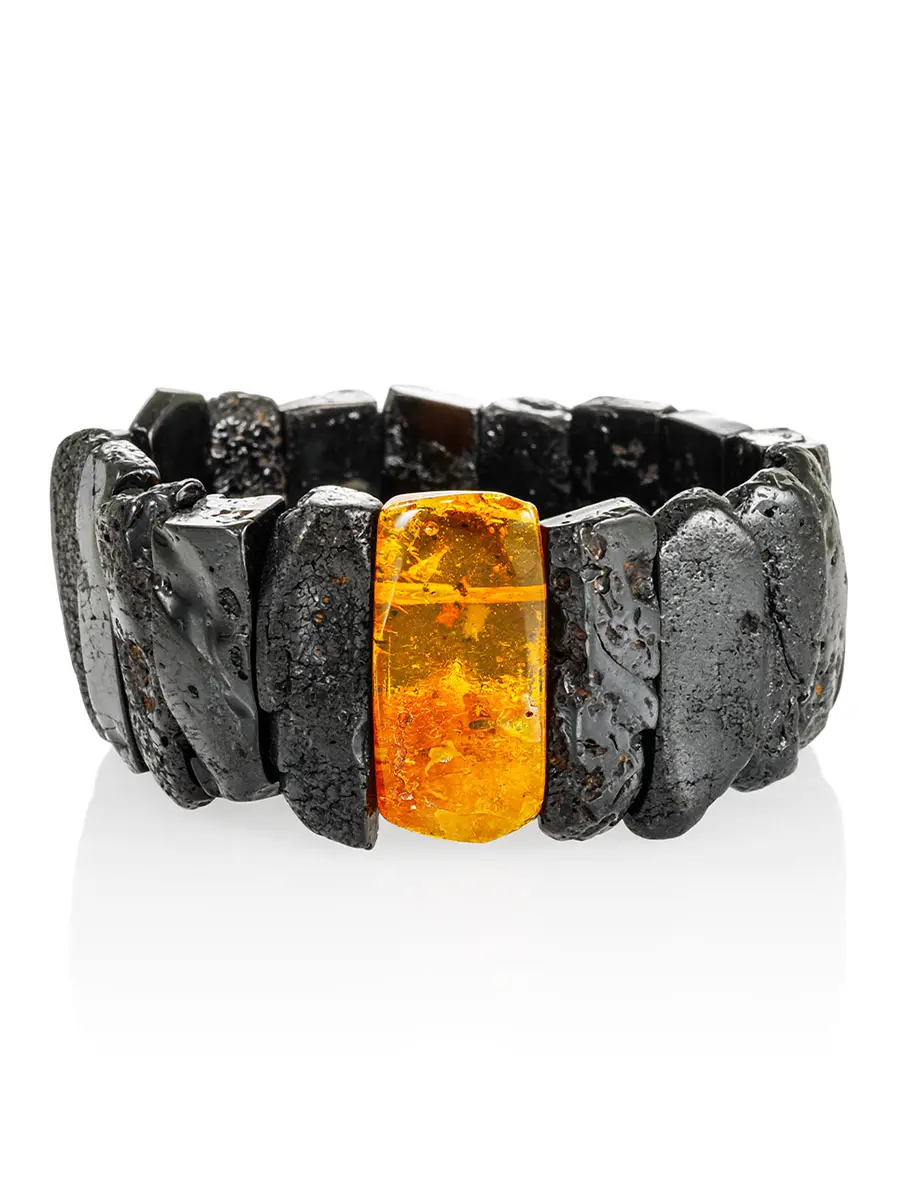 картинка Браслет «Помпеи» из чёрного янтаря с включением в онлайн магазине