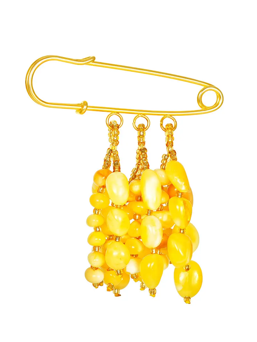 картинка Булавка-брошь с натуральным медовым янтарём в онлайн магазине