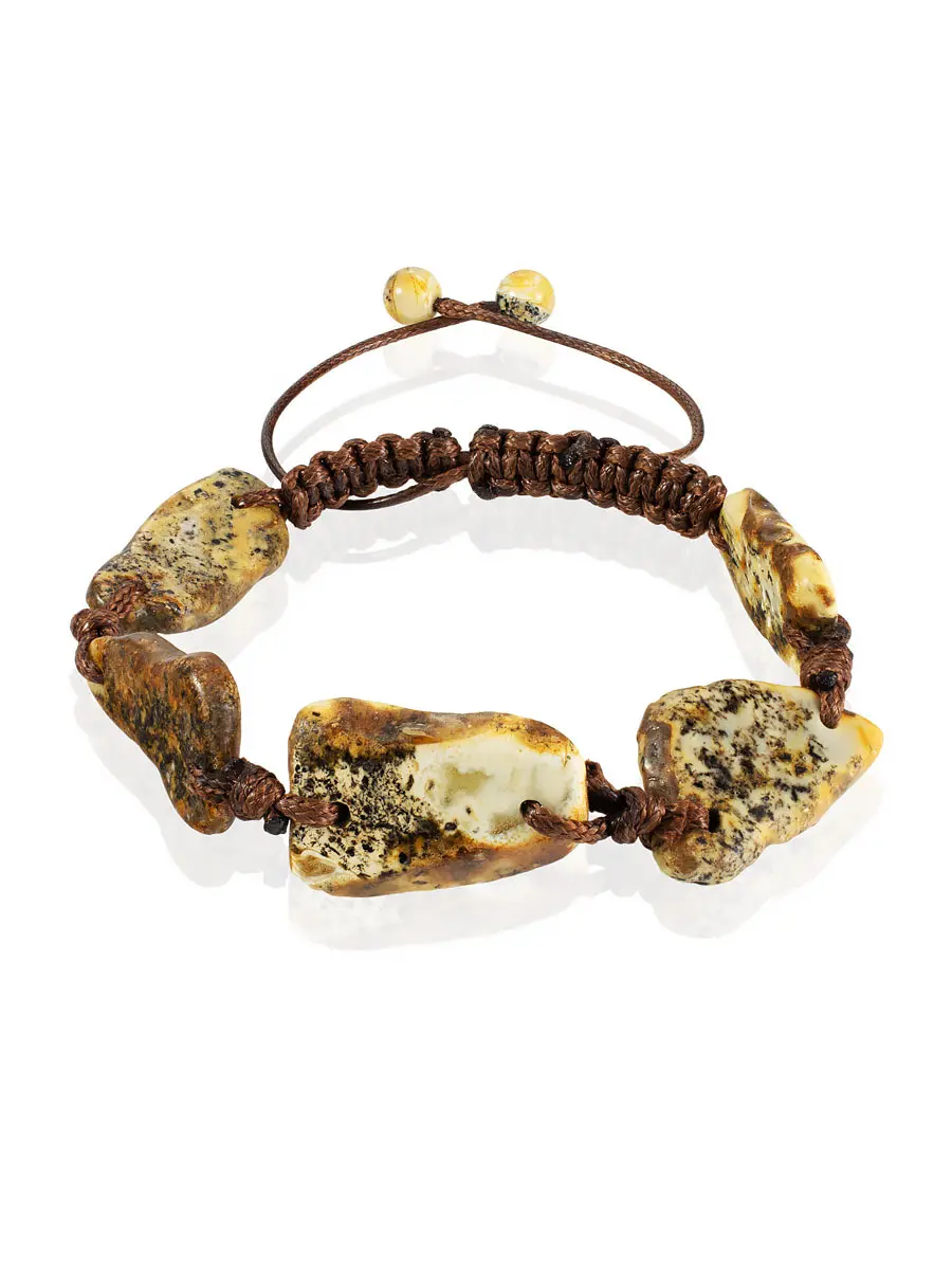 картинка Браслет с пятью янтарями ручной работы «Тринидад» в онлайн магазине