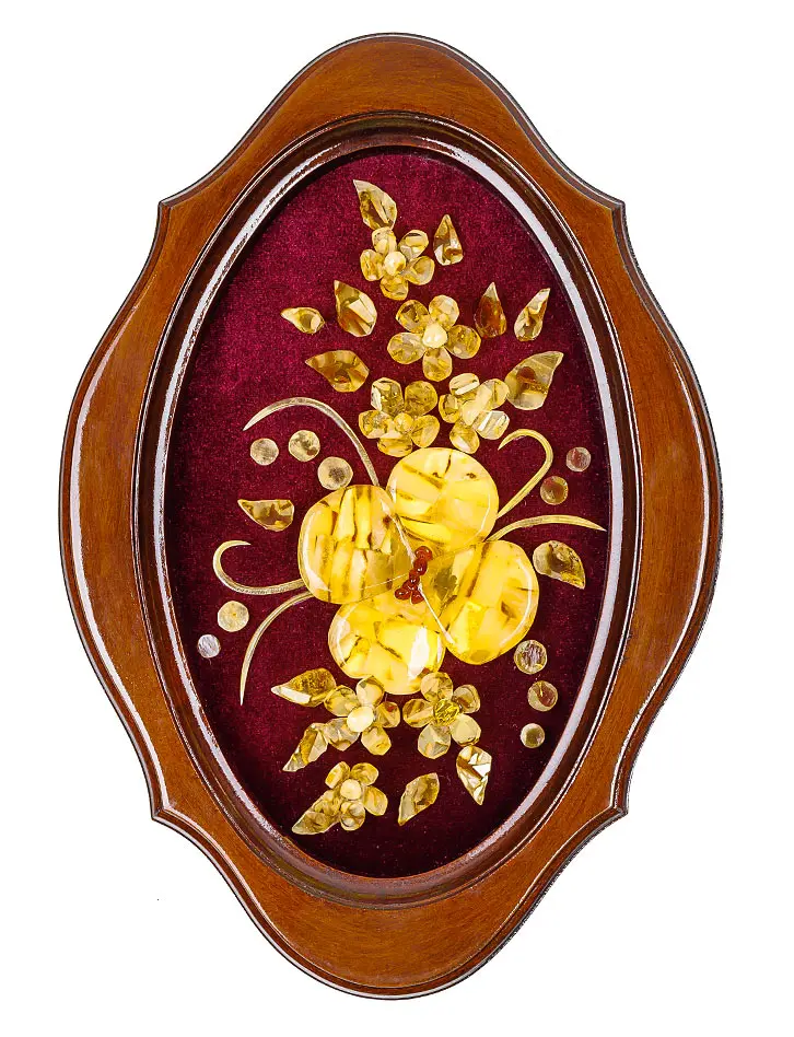картинка Эффектная картина из натурального янтаря на бархате «Орхидея» 32 х 22 см в онлайн магазине