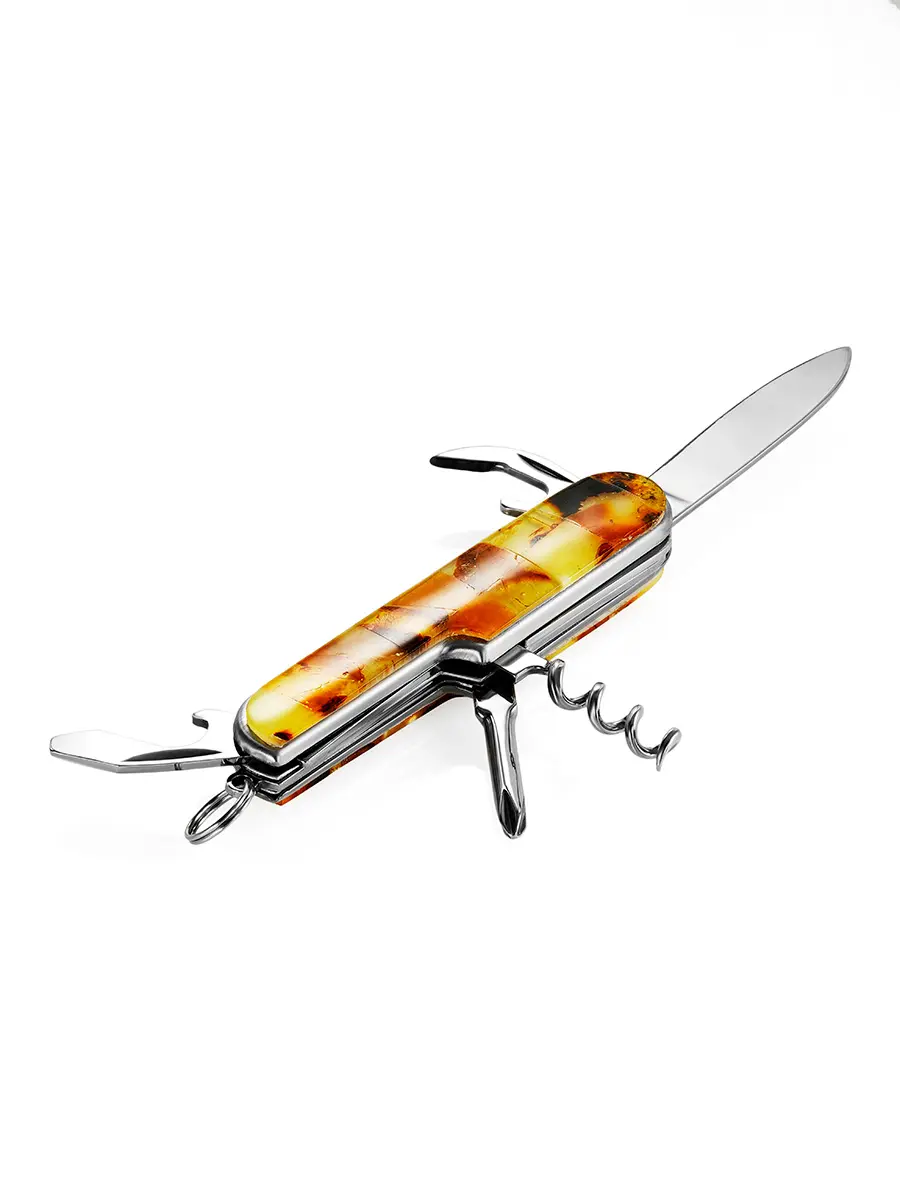 картинка Небольшой перочинный нож, украшенный янтарной мозаикой в онлайн магазине