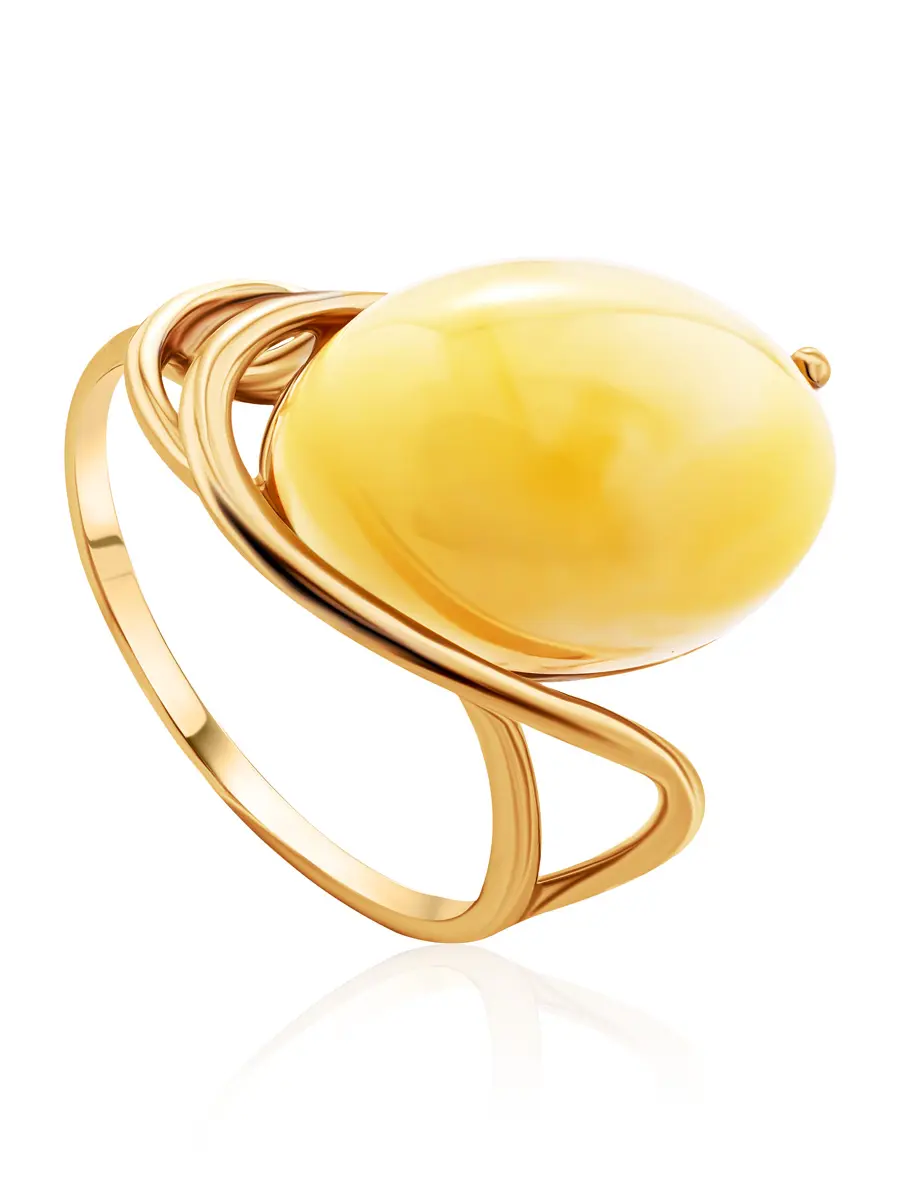 картинка Яркое и необычное кольцо с натуральным медовым янтарём «Сигма» в онлайн магазине
