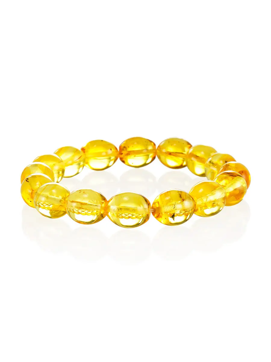 картинка Браслет из натурального янтаря лимонного цвета «Оливка» в онлайн магазине
