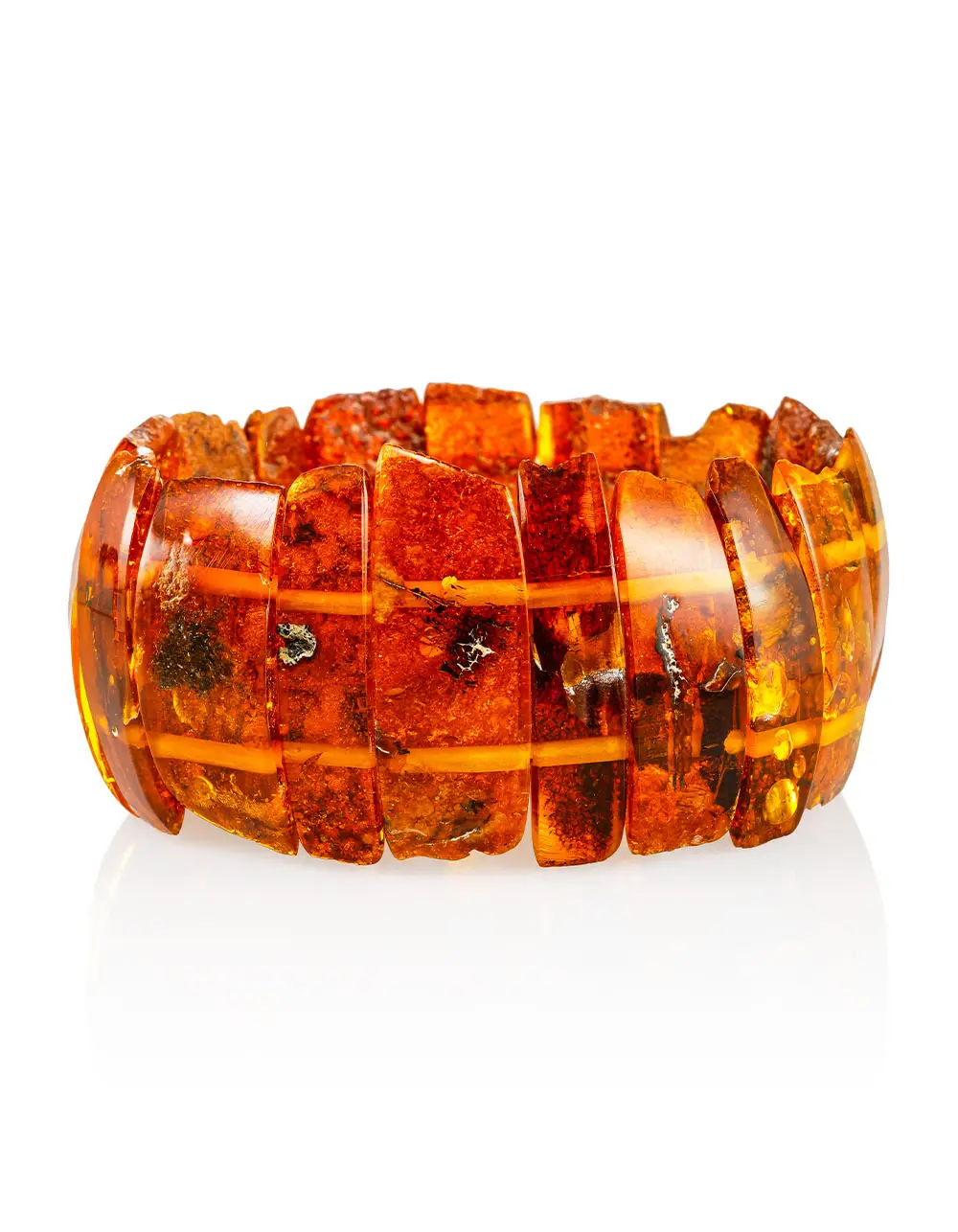 картинка Браслет из натурального цельного янтаря насыщенного коньячного цвета «Помпеи» в онлайн магазине