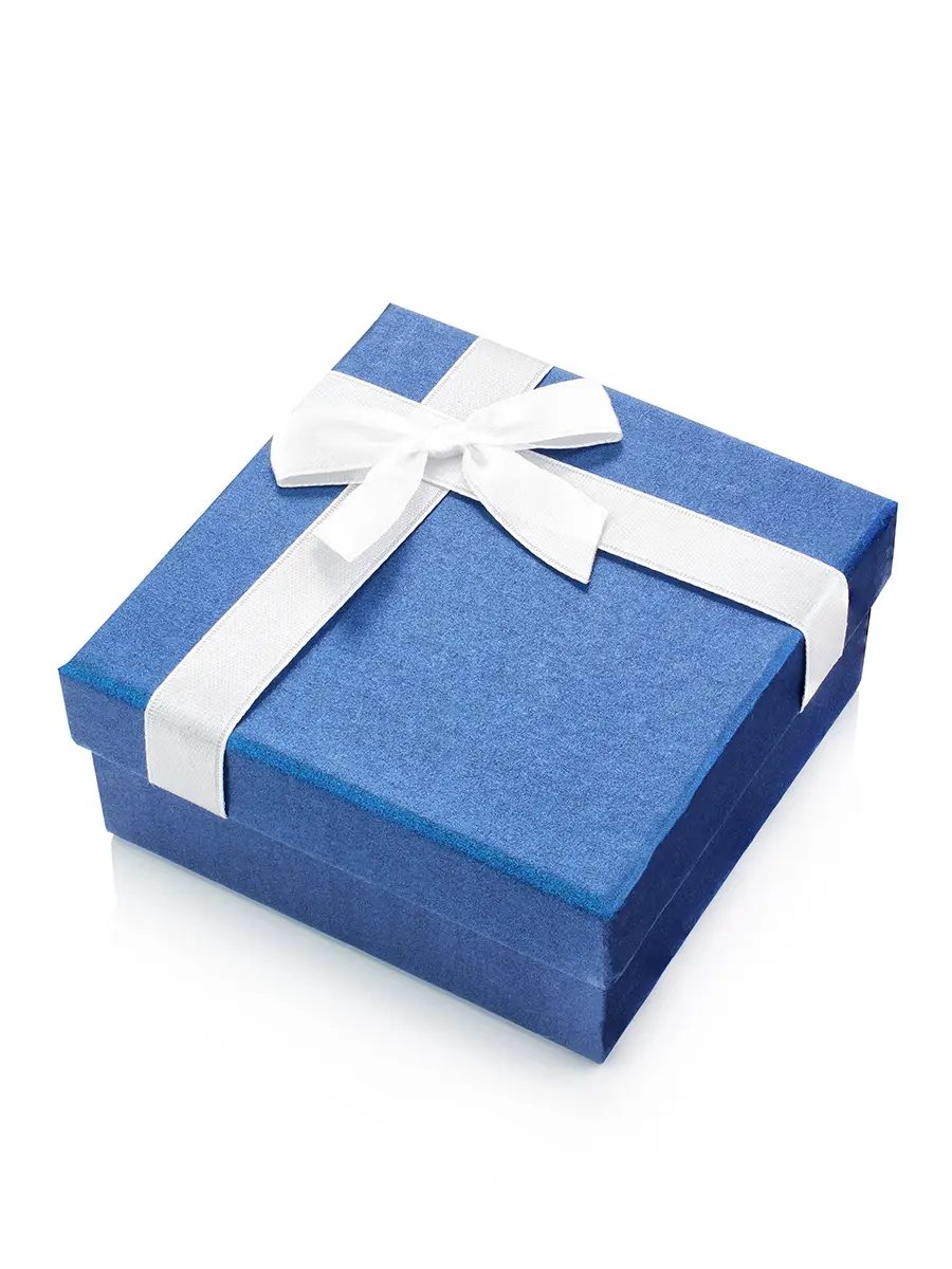 картинка Подарочная коробочка 90х90х40 мм синяя с бантом в онлайн магазине
