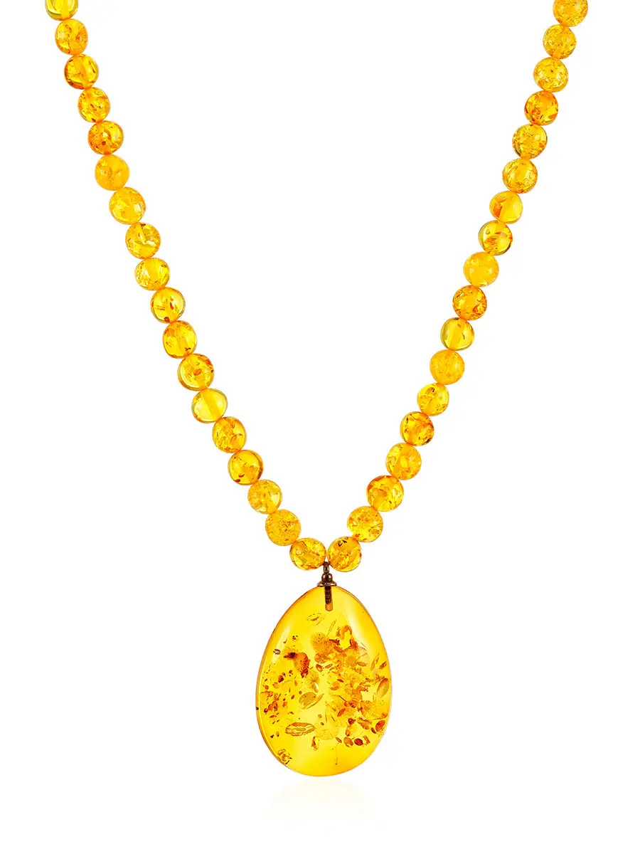 картинка Нежное колье «Лаура» из натурального янтаря лимонного цвета в онлайн магазине