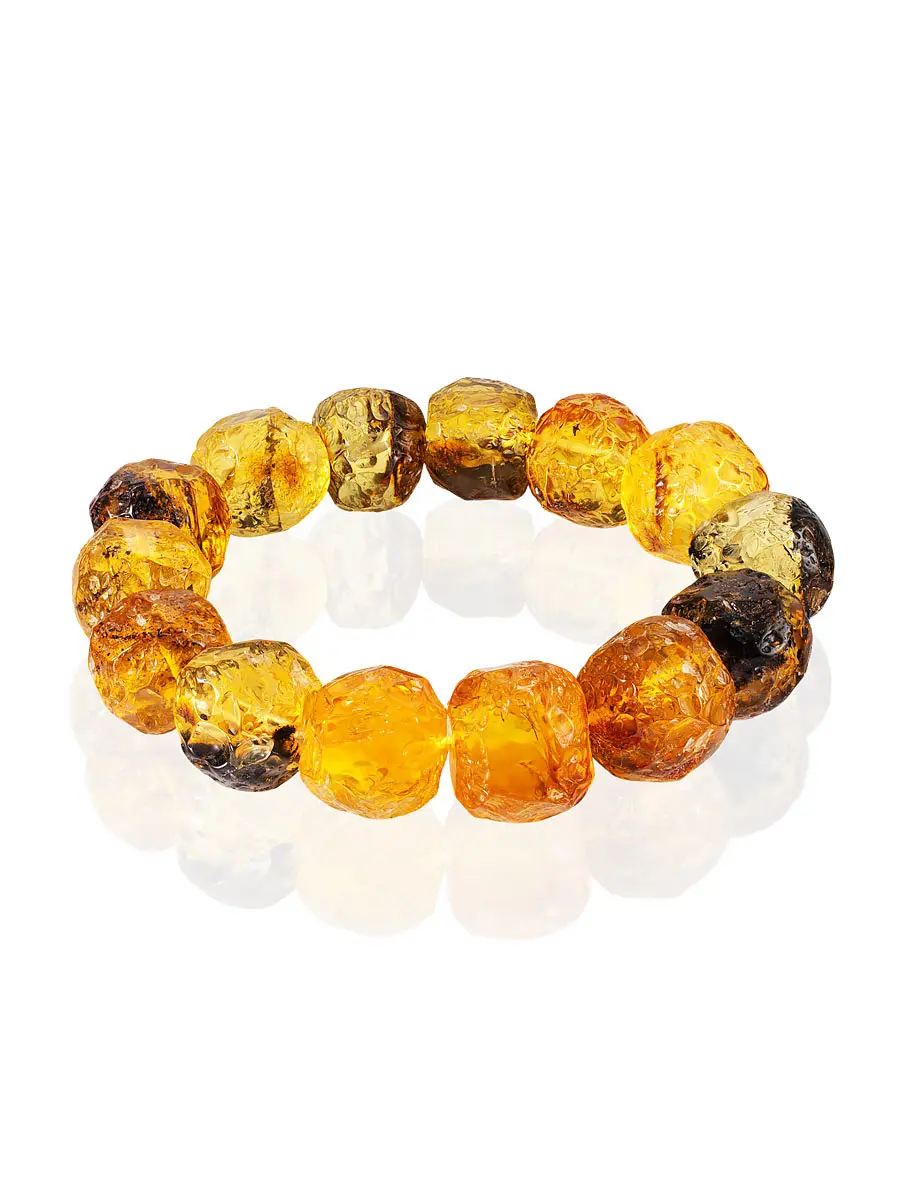 картинка Браслет из натурального янтаря «Шар кусаный пёстрый» в онлайн магазине