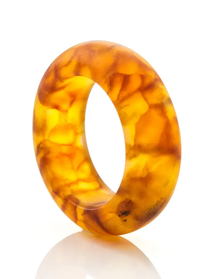картинка Матовое кольцо из натурального формованного янтаря «Везувий» в онлайн магазине