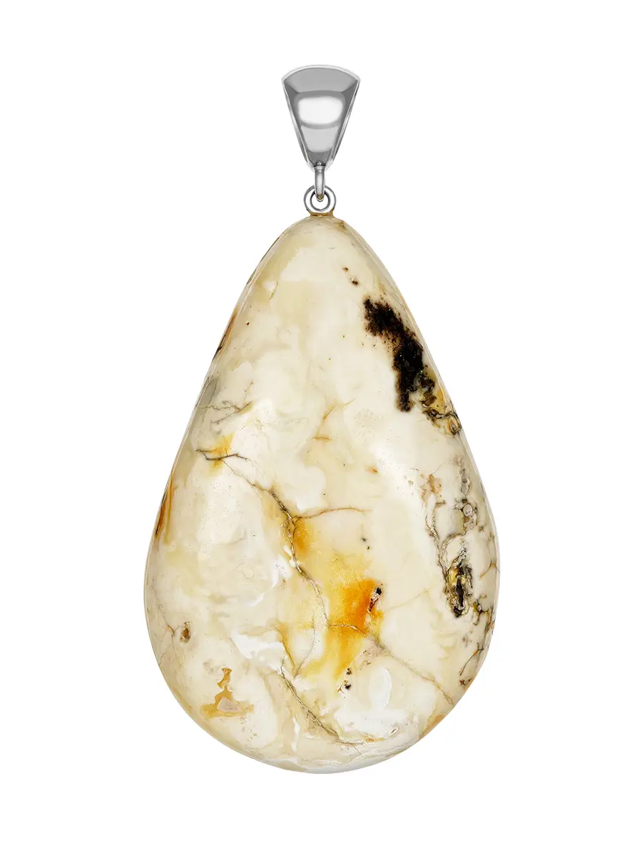 картинка Кулон из янтаря белого цвета с природной текстурой в онлайн магазине