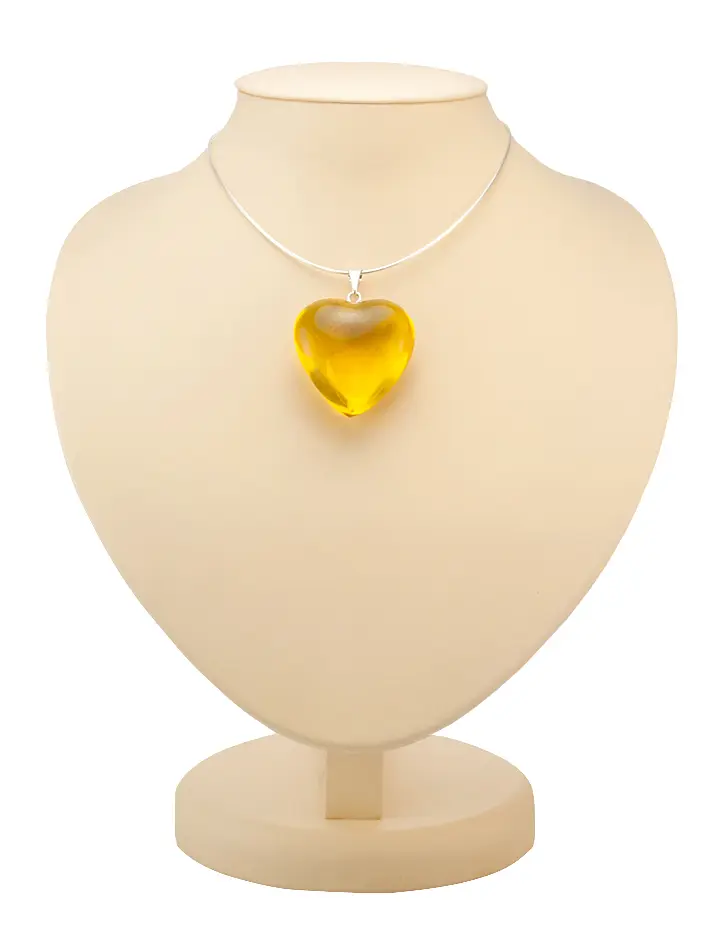 картинка Колье на цепочке из натурального балтийского янтаря «Лимонное сердце» в онлайн магазине