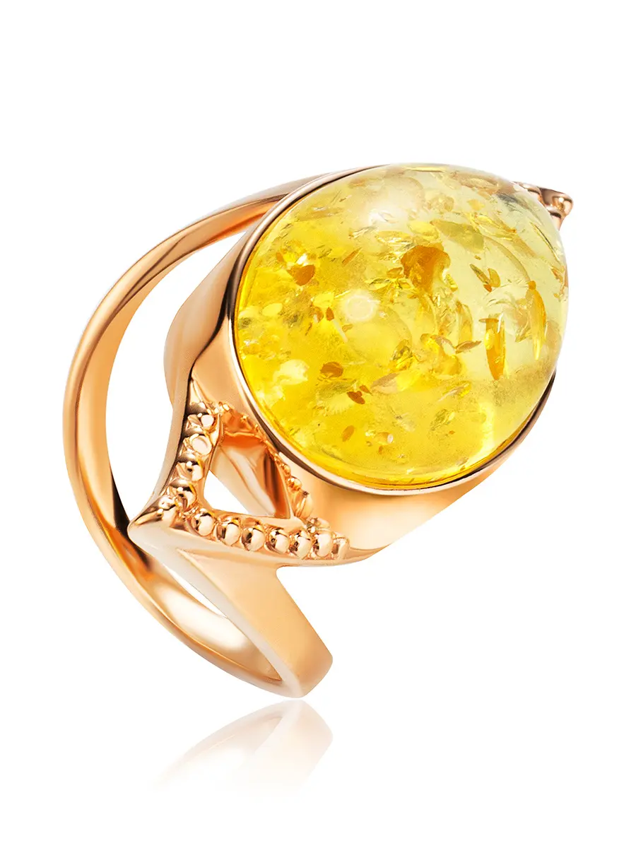 картинка Красивое вечернее кольцо «Прима» из лимонного янтаря в онлайн магазине