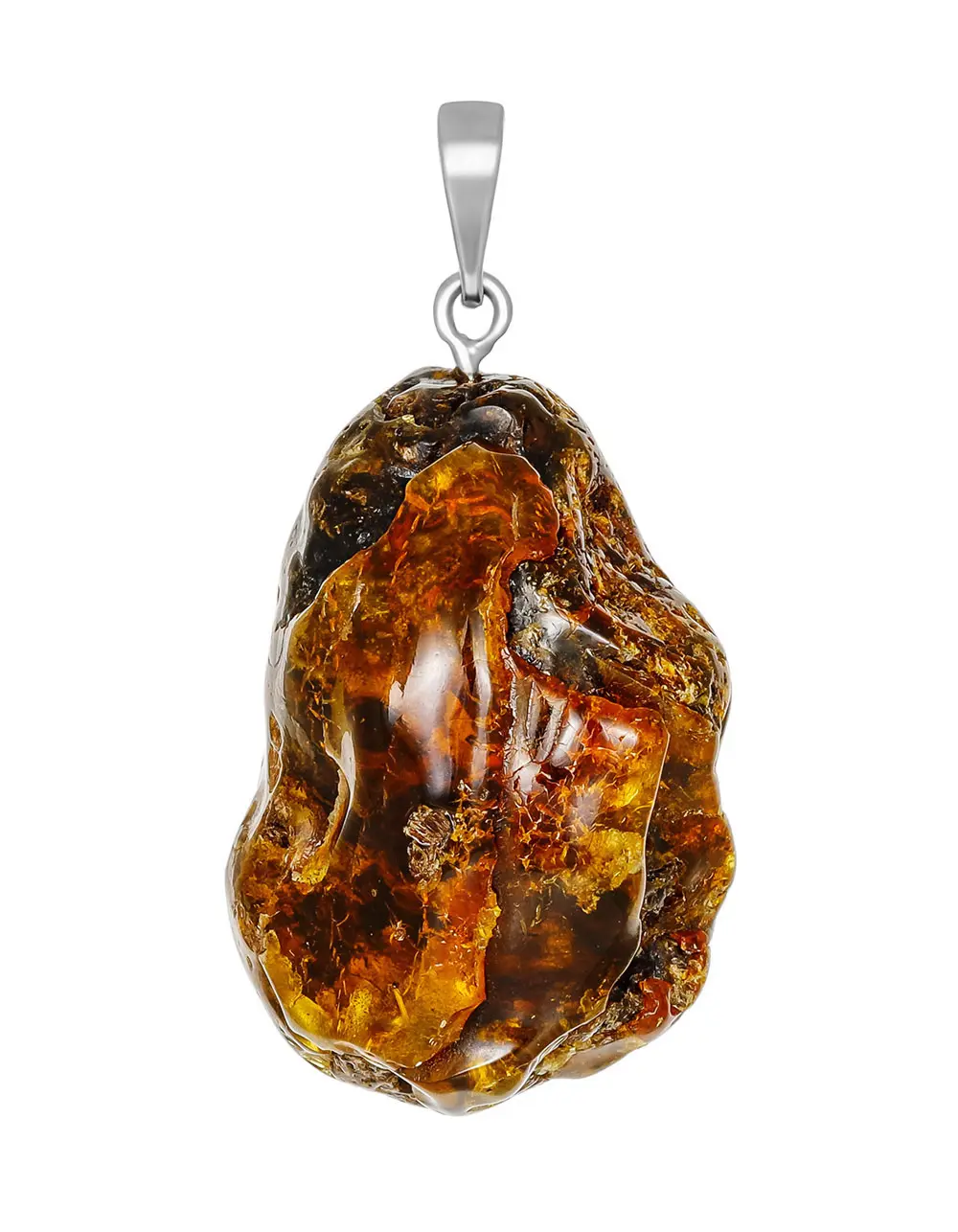 картинка Объемный кулон из янтаря природной формы в онлайн магазине
