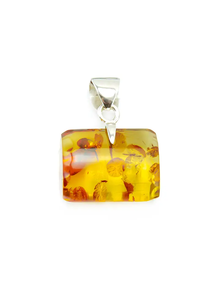 картинка Кулон из натурального янтаря лимонного цвета в серебре «Кохинур» в онлайн магазине