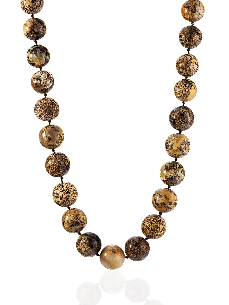 картинка Бусы «Метеорит» из пейзажного янтаря в онлайн магазине