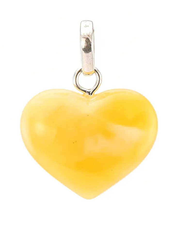 картинка Кулон из натурального балтийского янтаря «Сердце» молочно-медового цвета в онлайн магазине
