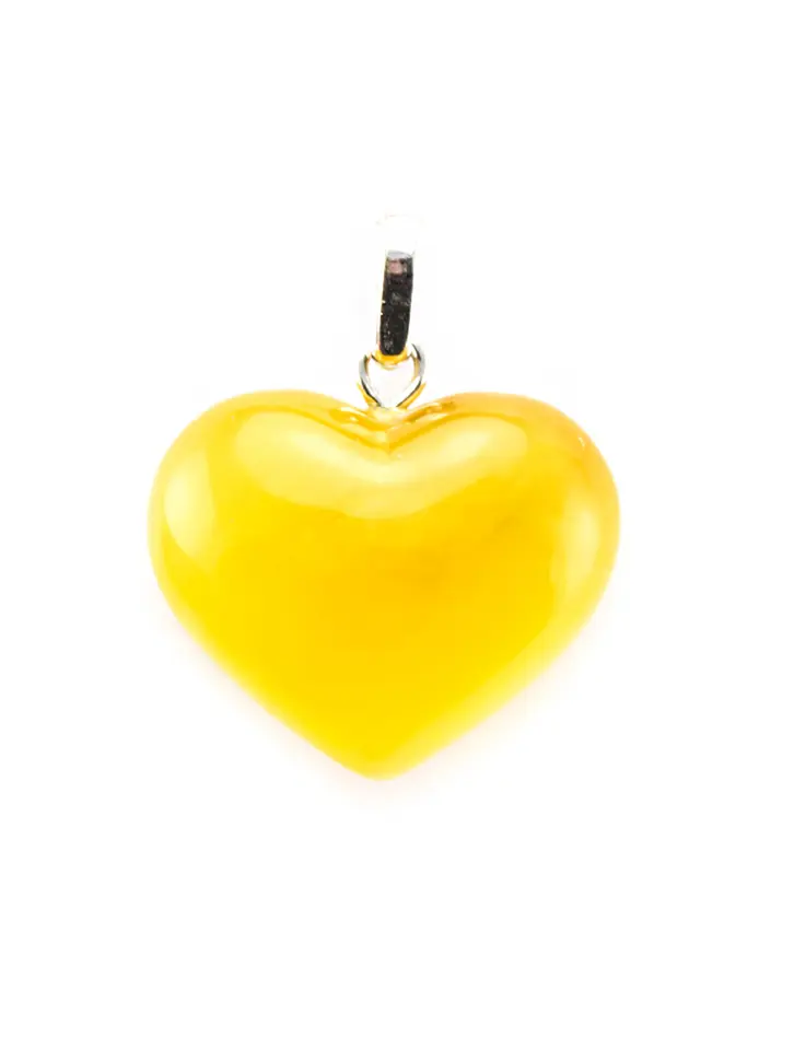 картинка Глянцевое янтарное сердце медового цвета с полупрозрачной текстурой в онлайн магазине