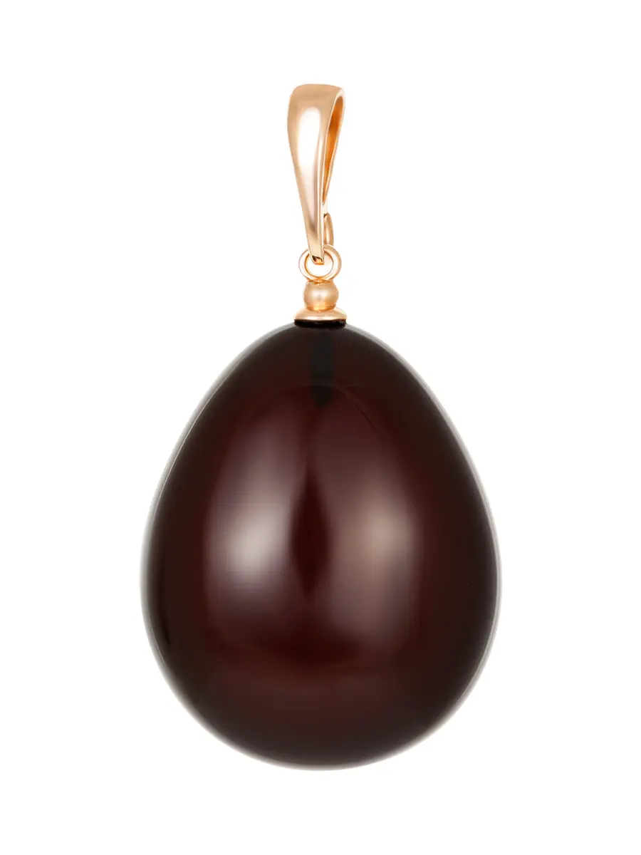 картинка Красивый кулон-капелька из тёмно-вишнёвого янтаря «Паланга» в онлайн магазине