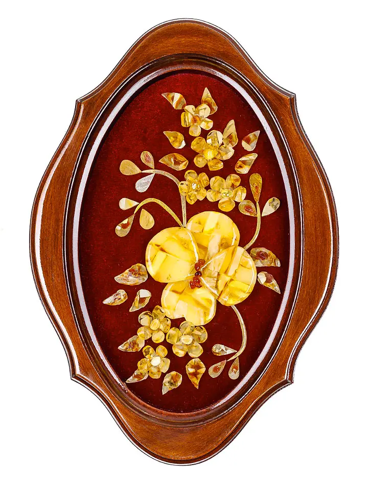 картинка Небольшое декоративное панно из натурального янтаря «Орхидея» 32 х 22 см в онлайн магазине