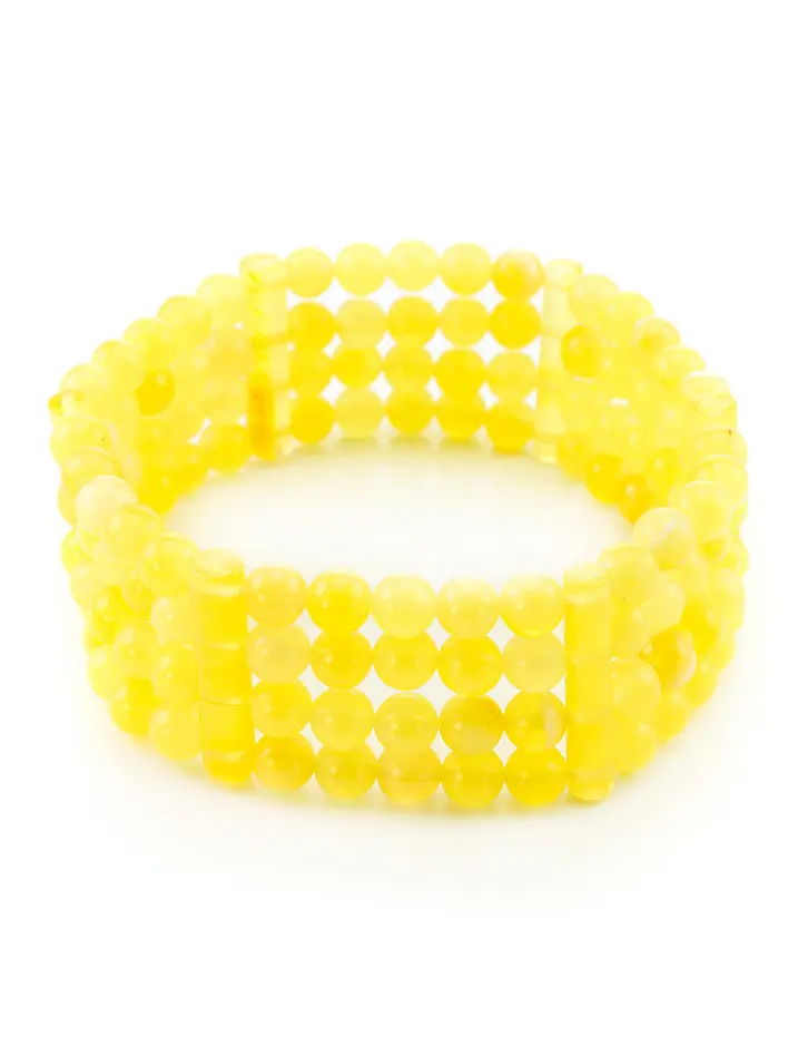 картинка Изящный браслет из натурального янтаря медового цвета «Шар четырёхрядный» в онлайн магазине