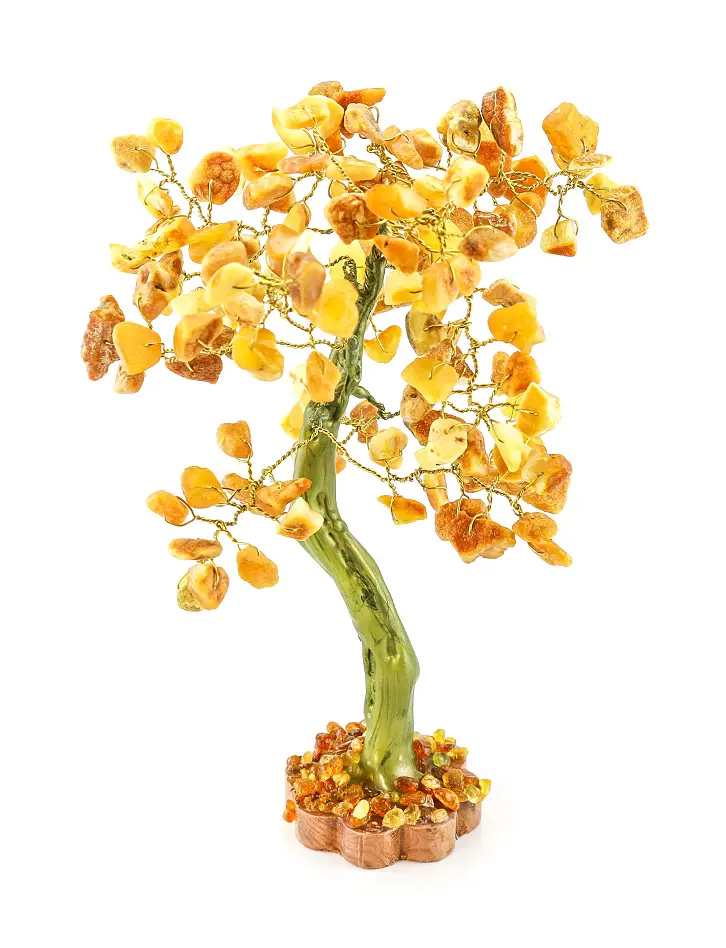 картинка Небольшое изящное дерево из янтаря на фигурной подставке в онлайн магазине