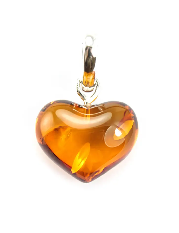 картинка Янтарный кулон «Сердце» красивого коньячного цвета в онлайн магазине