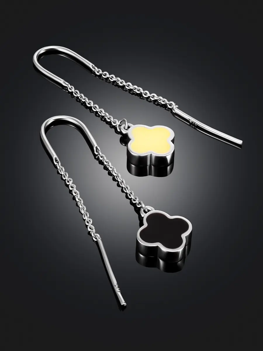 картинка Продевные серьги «Монако». Янтарь® с янтарём двух цветов в онлайн магазине