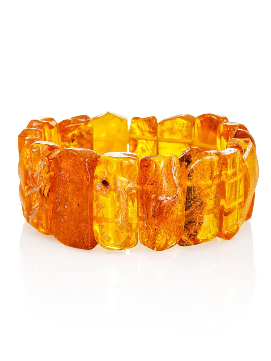 картинка Браслет из натурального цельного янтаря лимонного цвета «Помпеи» в онлайн магазине