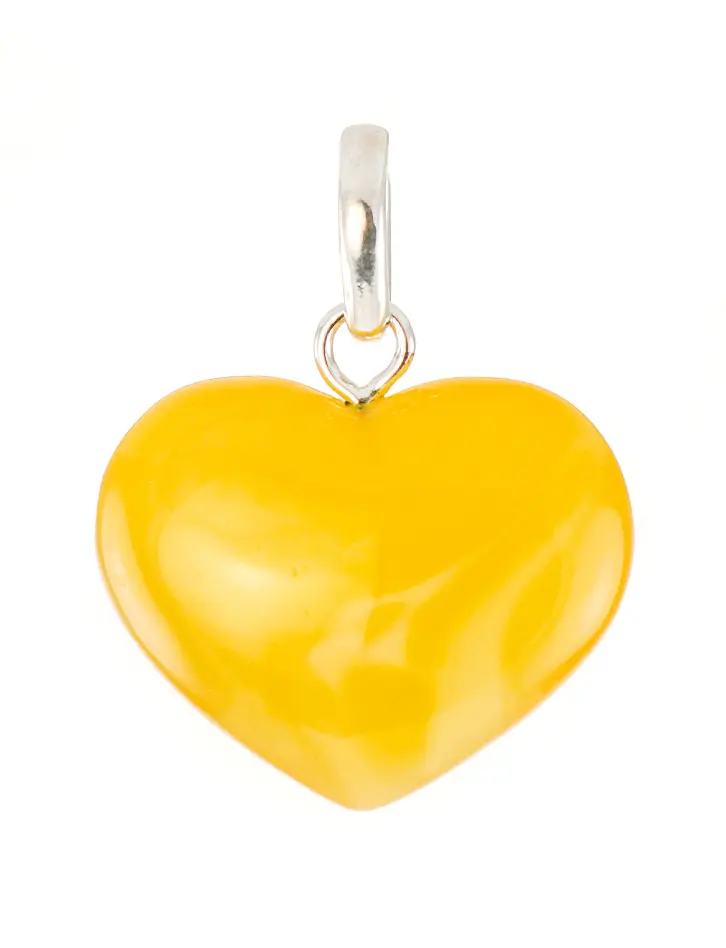 картинка Кулон в форме сердца из цельного натурального янтаря с уникальной живописной текстурой в онлайн магазине