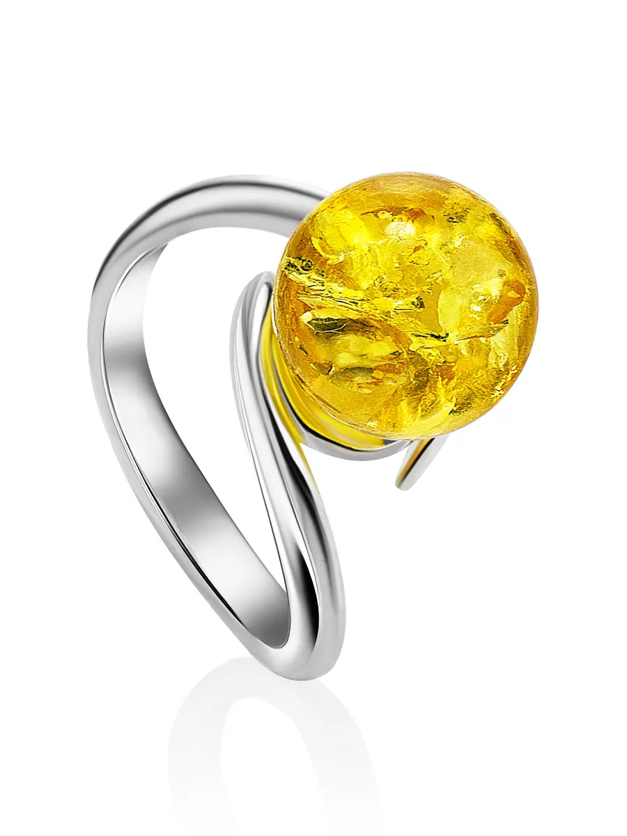 картинка Кольцо с натуральным сверкающим лимонным янтарем «Юпитер» в онлайн магазине