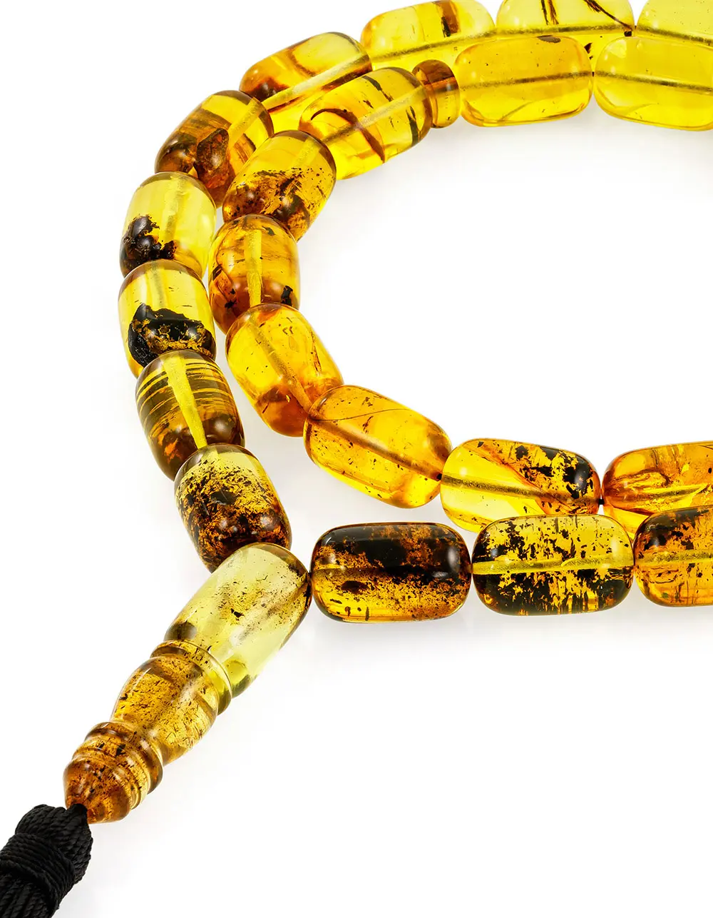 картинка Мусульманские чётки на 33 бусины из текстурного натурального янтаря в онлайн магазине