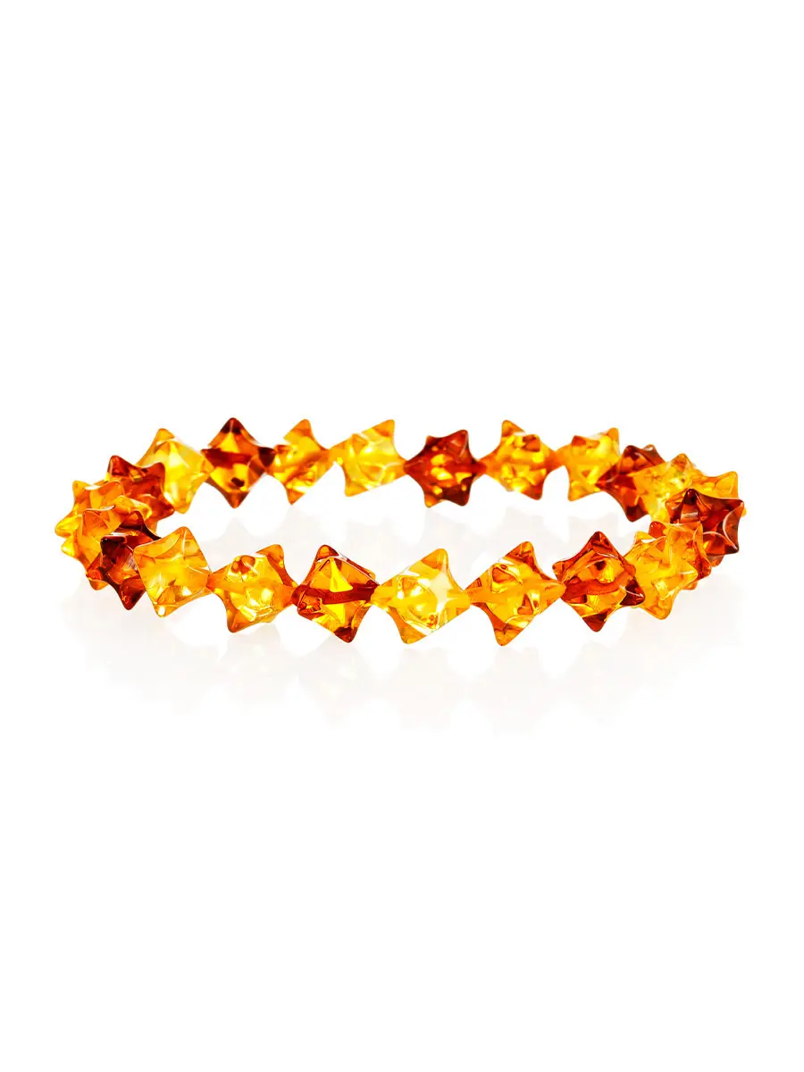 картинка Очаровательный браслет из натурального цельного янтаря «Ёжики» в онлайн магазине