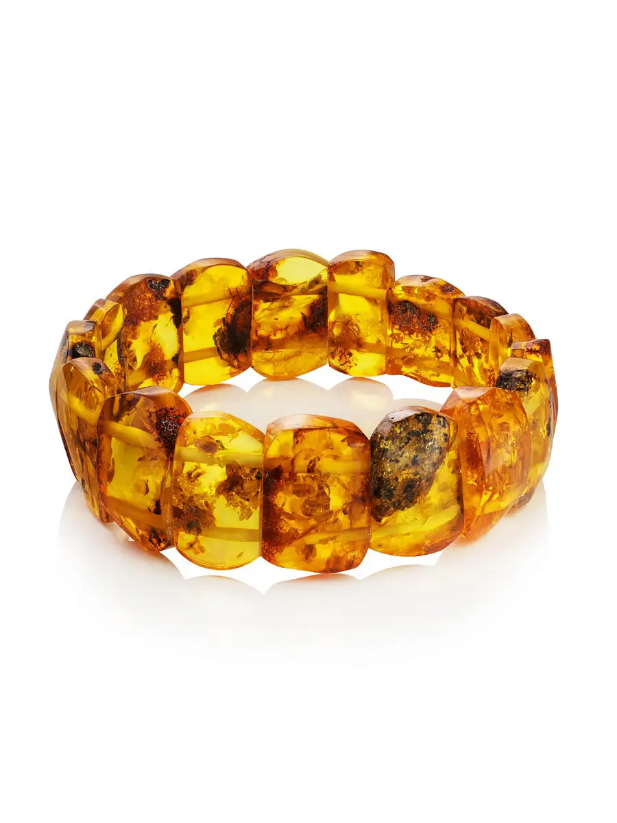 картинка Стильный яркий браслет из натурального цельного янтаря «Помпеи» в онлайн магазине