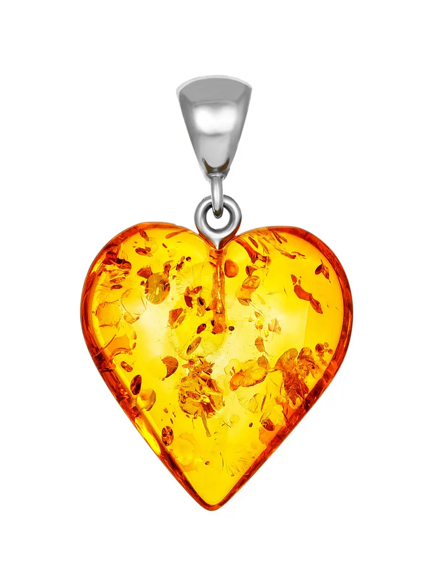 картинка Подвеска в форме сердца из прозрачного золотистого янтаря в онлайн магазине