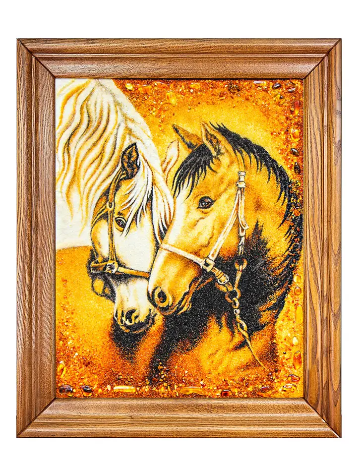 картинка Картина из натурального янтаря «Лошади» в онлайн магазине