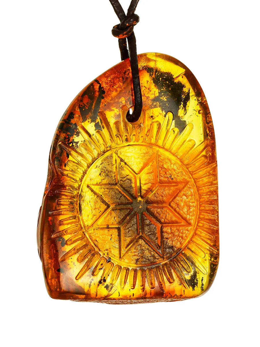 картинка Кулон-талисман «Алатырь» из натурального цельного янтаря в онлайн магазине