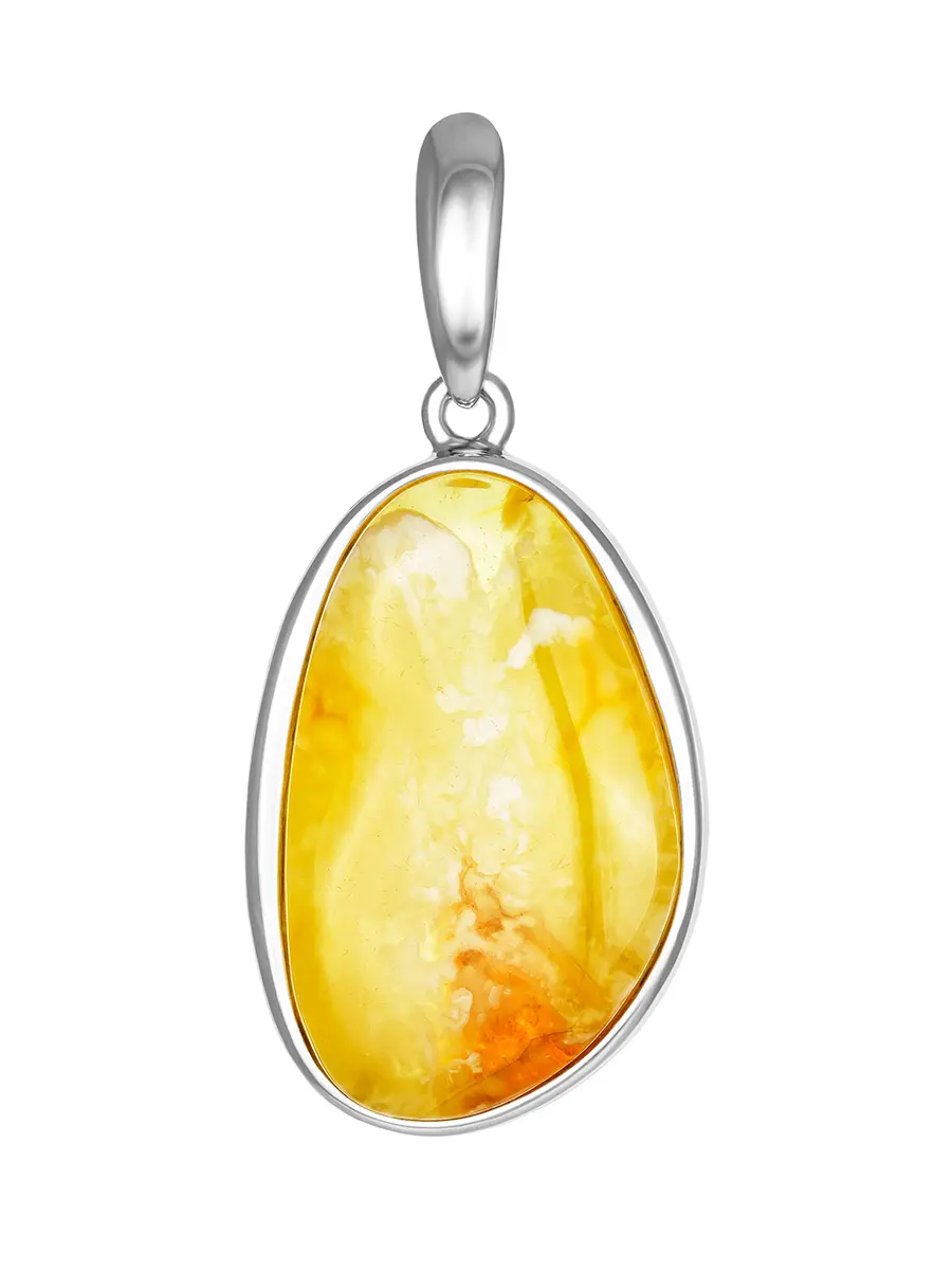 картинка Кулон из натурального янтаря медового цвета в серебре «Лагуна» в онлайн магазине