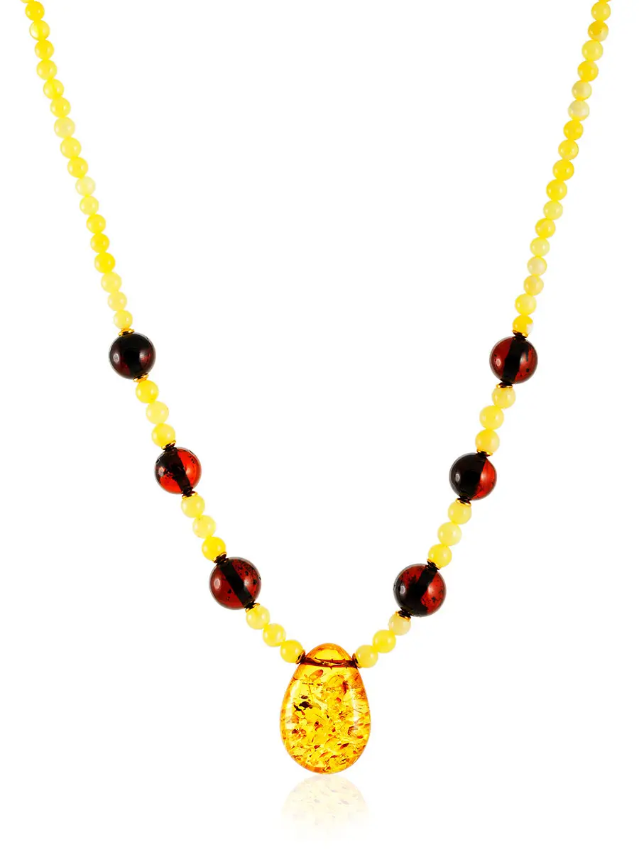 картинка Эффектное ожерелье из натурального янтаря разных оттенков «Лаура» в онлайн магазине