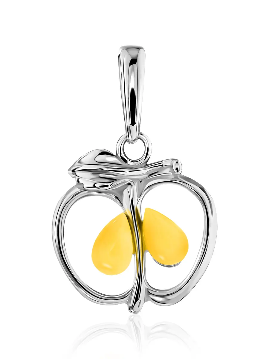 картинка Подвеска в виде яблочка с медовым янтарём «Конфитюр» в онлайн магазине