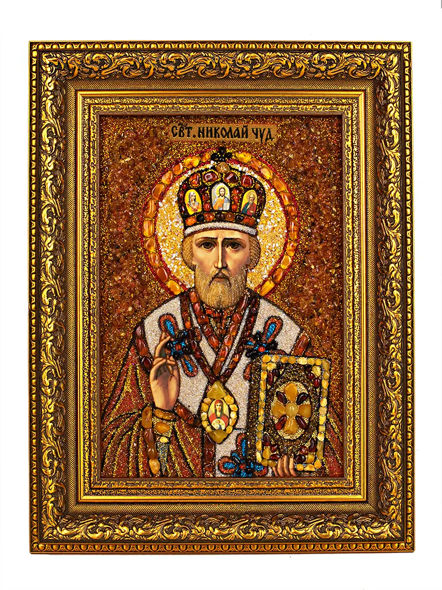 картинка Икона «Святой Николай Чудотворец» из янтаря в онлайн магазине